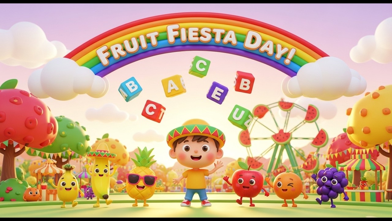 Fruit Fiesta Spelling Song A to Z for Kids | ABC Phonics, Fruit Names Learning, Nursery Rhymes