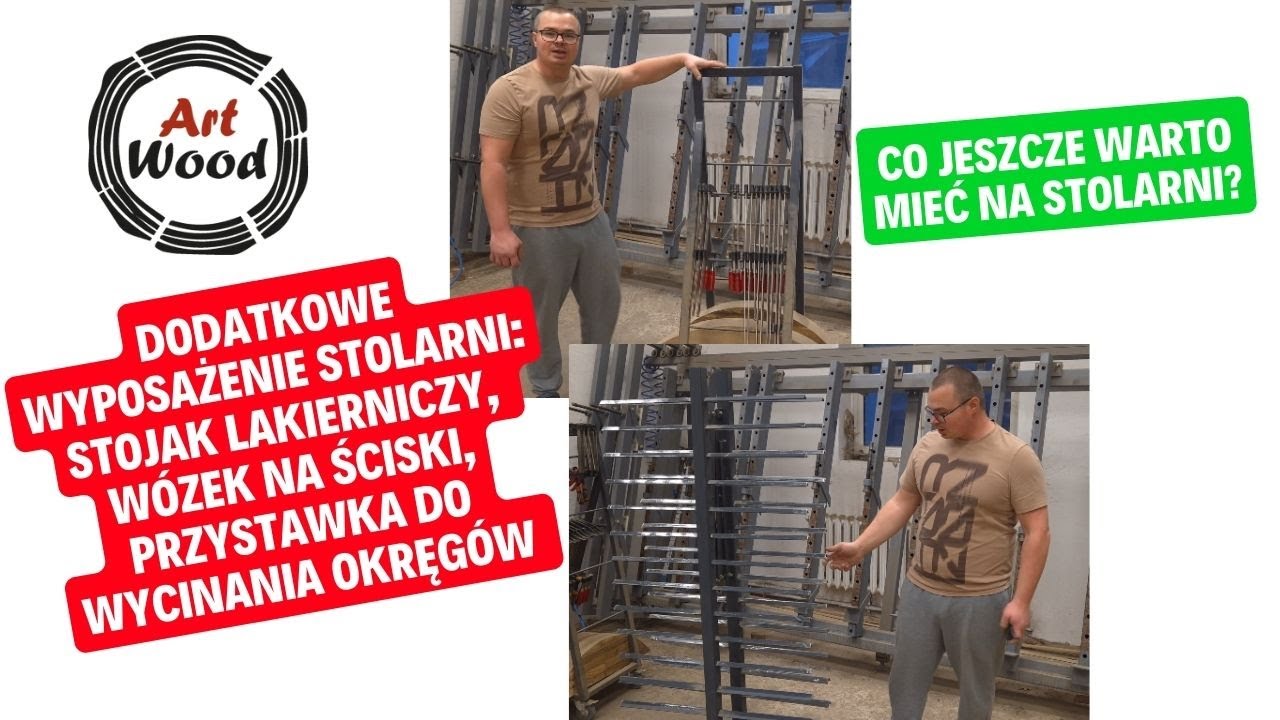 Stojak lakierniczy, wózek na ściski stolarskie, przystawka do wycinania okręgów