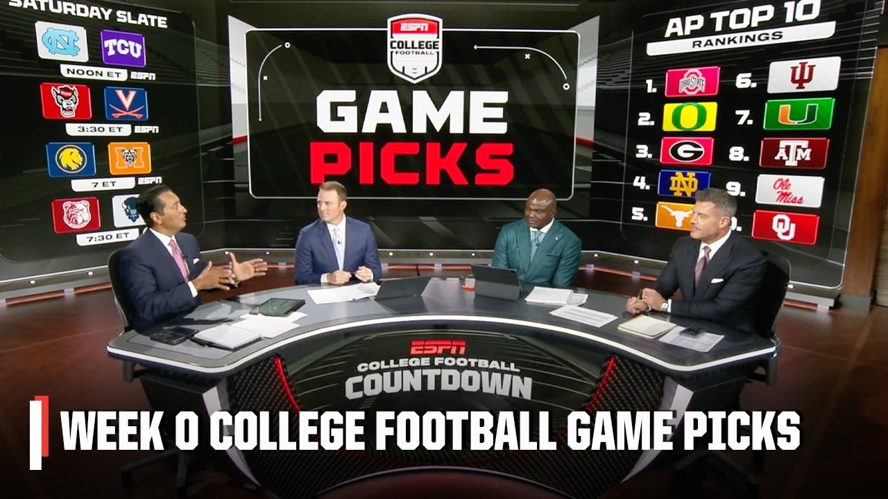 The College Football Countdown crew makes their Week 0 game picks 🏈