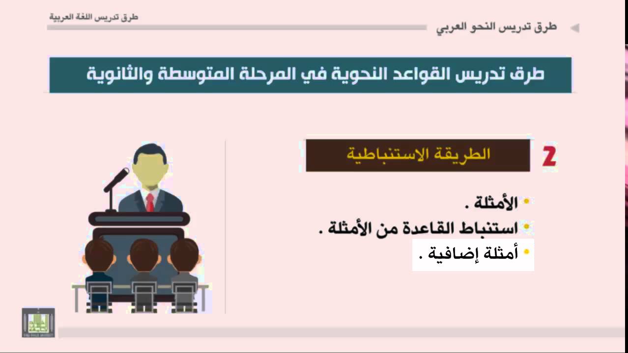 طرق تدريس اللغة العربية - الوحدة 8 : تدريس قواعد النحو العربي في مرحلتين المتوسطة والثانوية