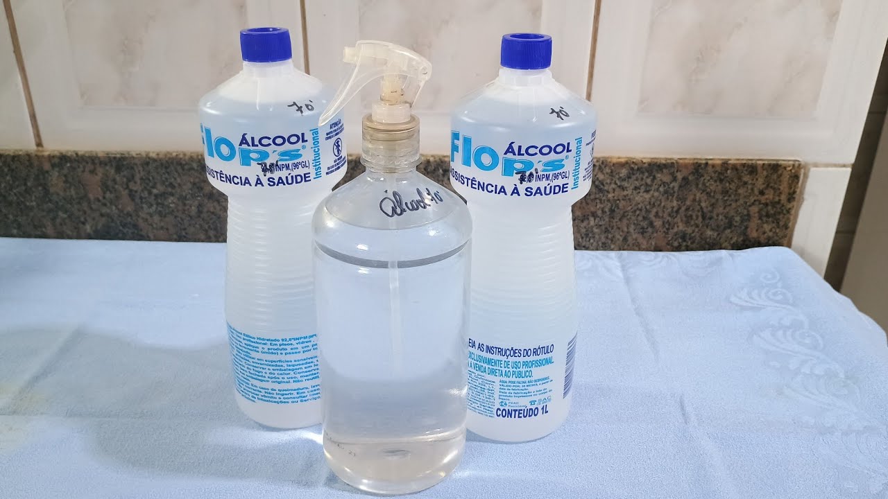 Transformação do Álcool 92,8° em Álcool 70° ação anti bactericida Rendimento 2 Litros 630ml 