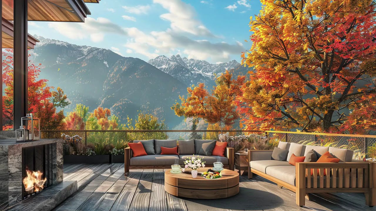 A Calm Outdoor Space 🌿🔥 | Mountain Fireplace Ambience