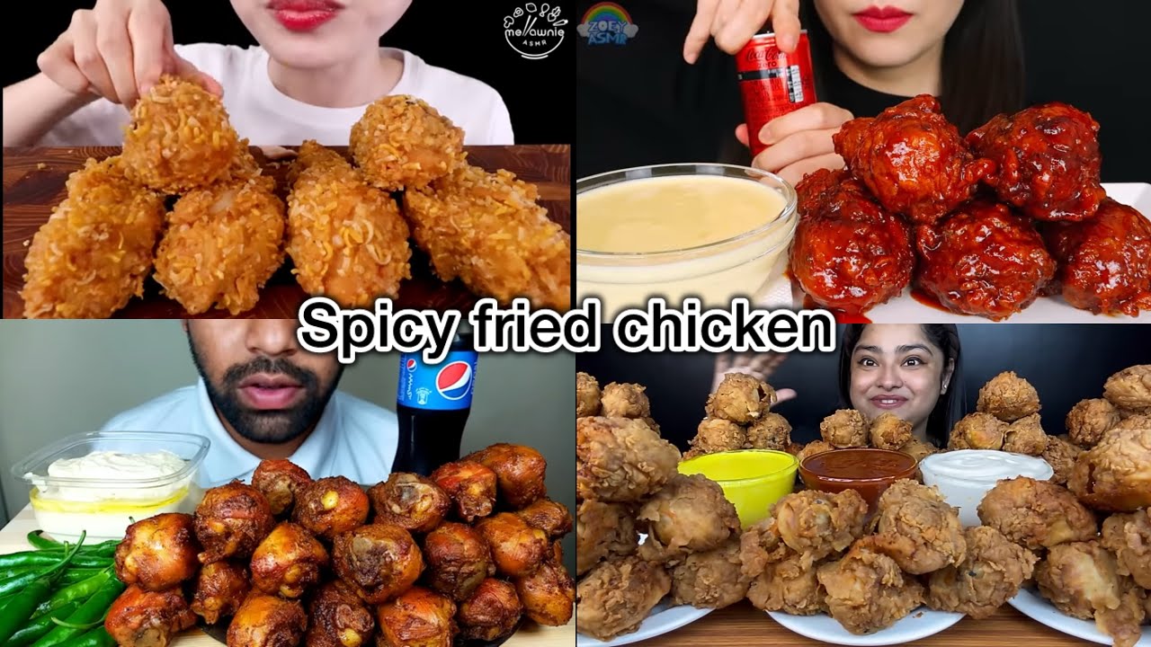 ASMR EATING SPICY FRIED CHICKEN LEGPIECE MUKBANG EATING SOUNDS 