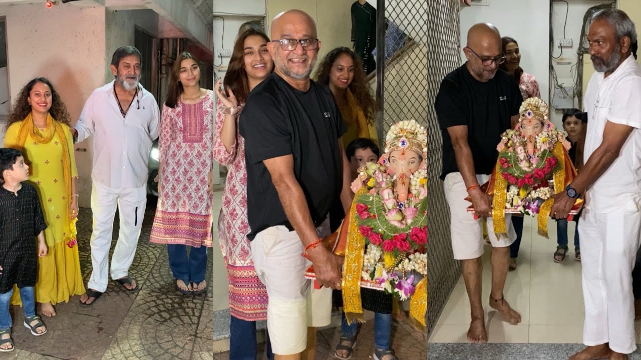 Mahesh Manjrekar Saiee Manjrekar ganpati visarjan With Family in Mumbai  Today