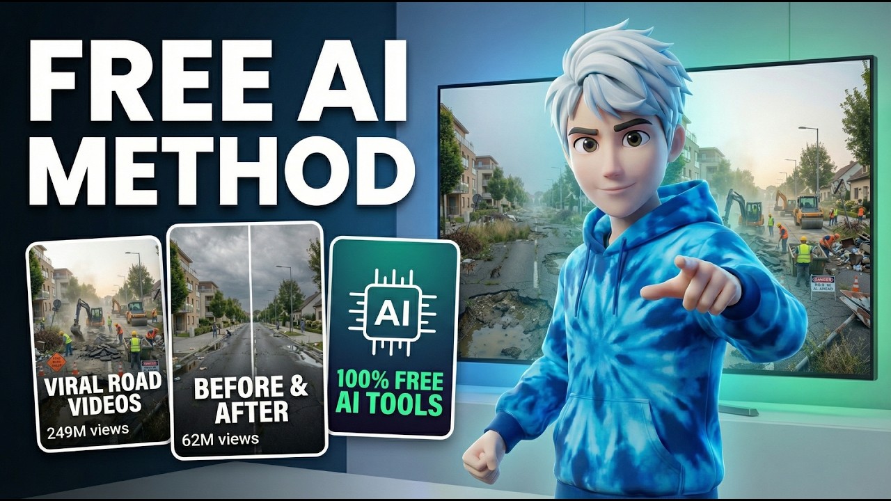 How I Make VIRAL AI Road Restoration Videos (Free Tools Only)