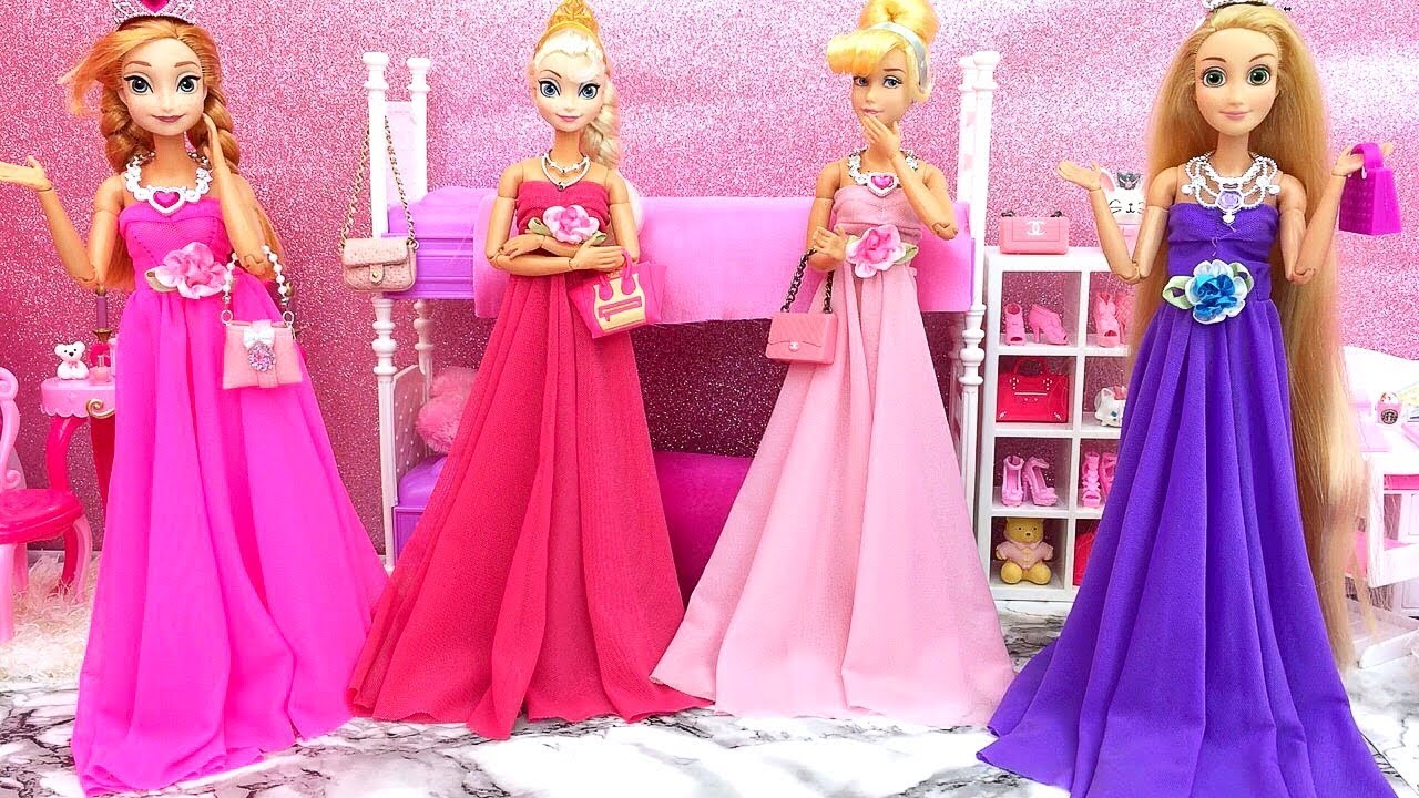 💖 4 принцессы 4 платья 💖 Кукла Барби Платье Принцессы