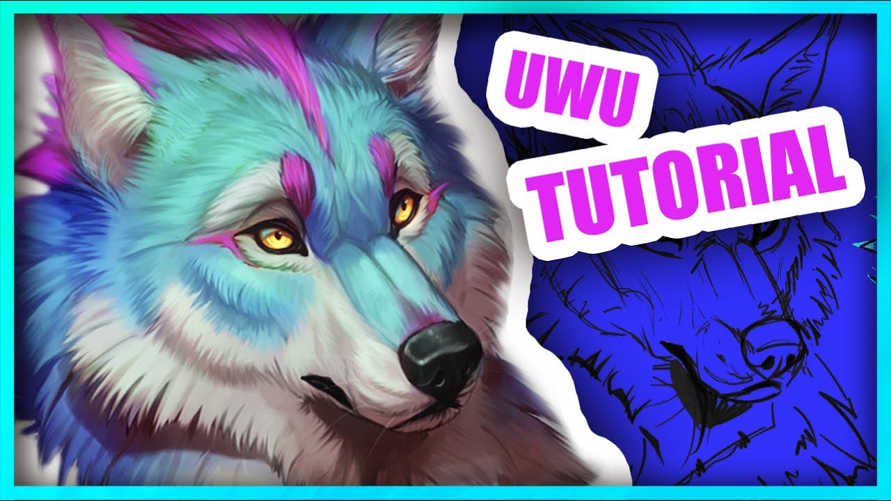 HOW TO DRAW/PAINT WOLF HEADSHOT WITH THOSE CRAZY COLORS/ Digital art tutorial speedpaint maybe furry