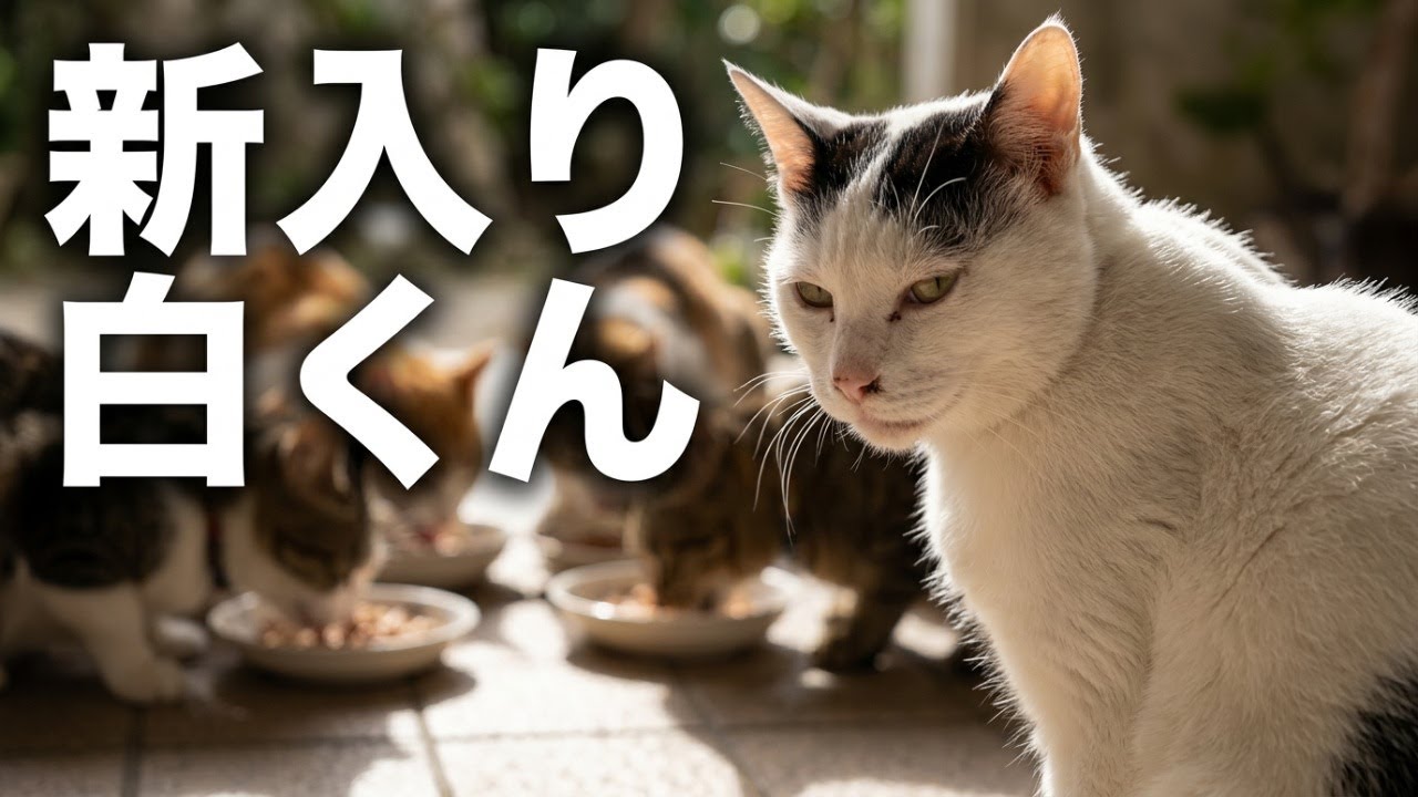保護猫みっちゃん石垣島｜朝のごはんタイムと新入り“白くん”のお話🐈💛