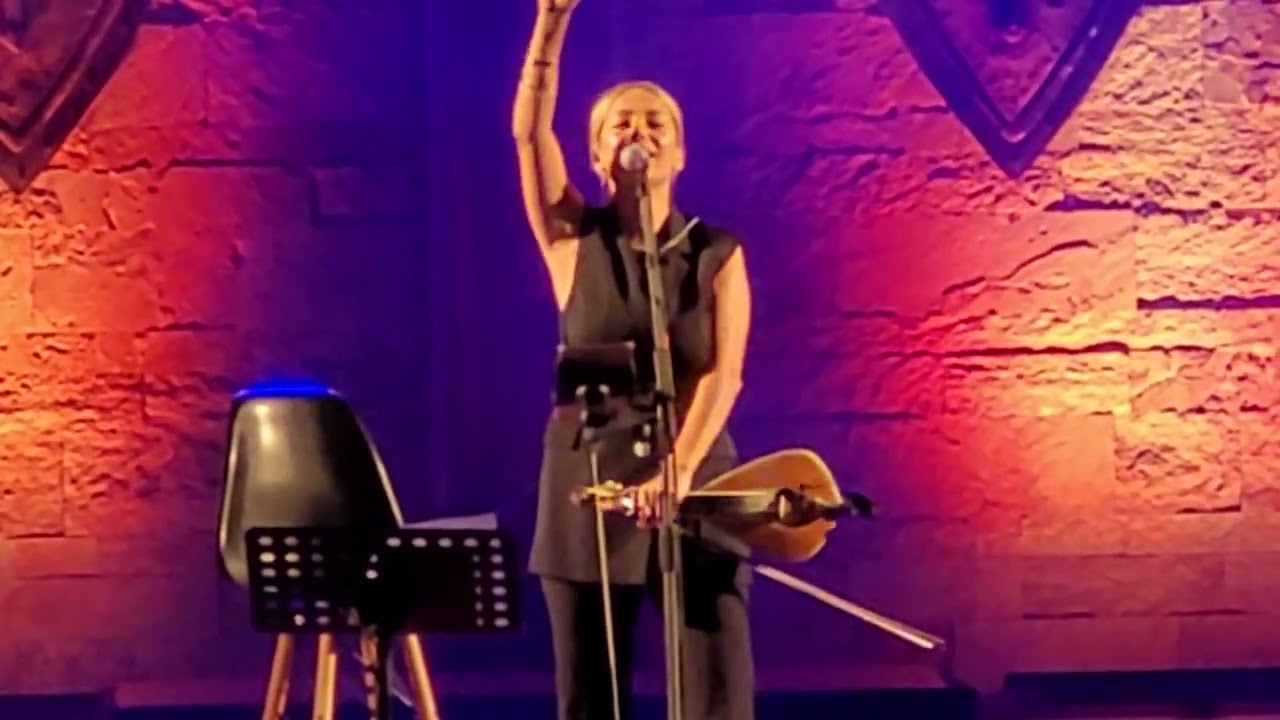 Creatan singer Georgia Dagaki performing the 1st song at the 18th Ayia Napa Medieval Festival