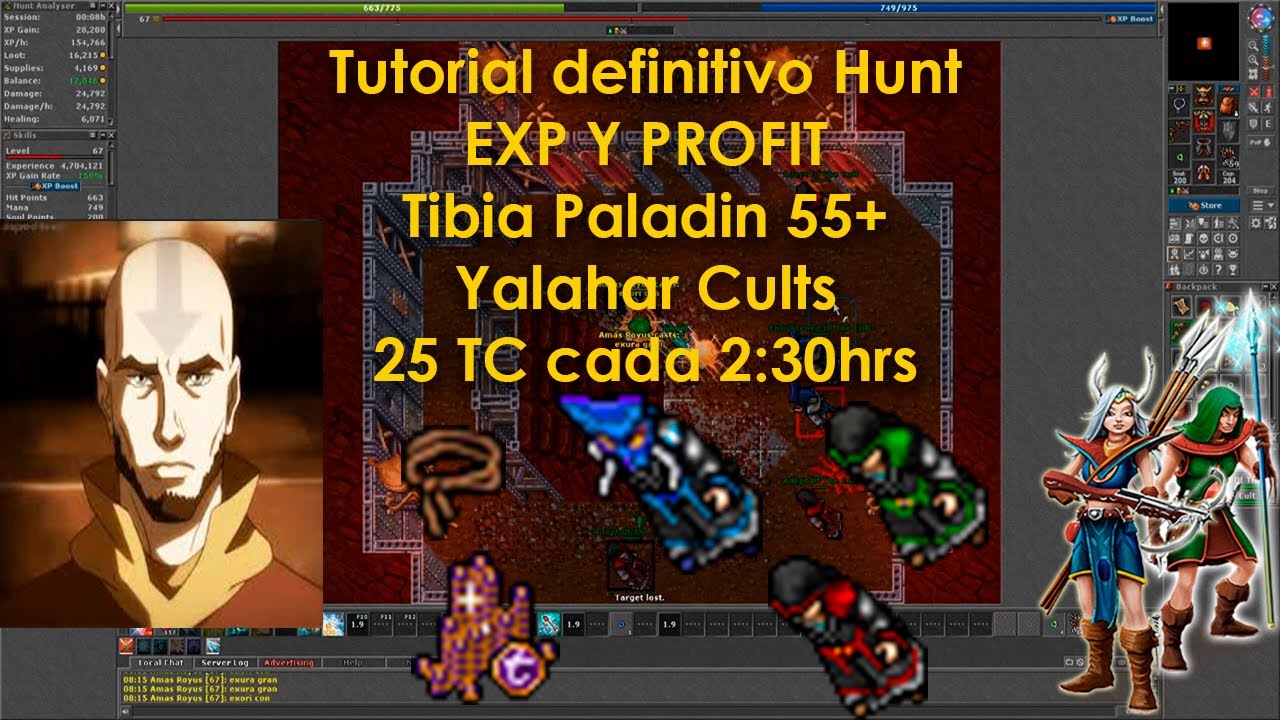 GUIA TIBIA HUNT PALADIN (RP) LVL 50+ Cults-Yalahar Magician Quarter EXP Y PROFIT!!
