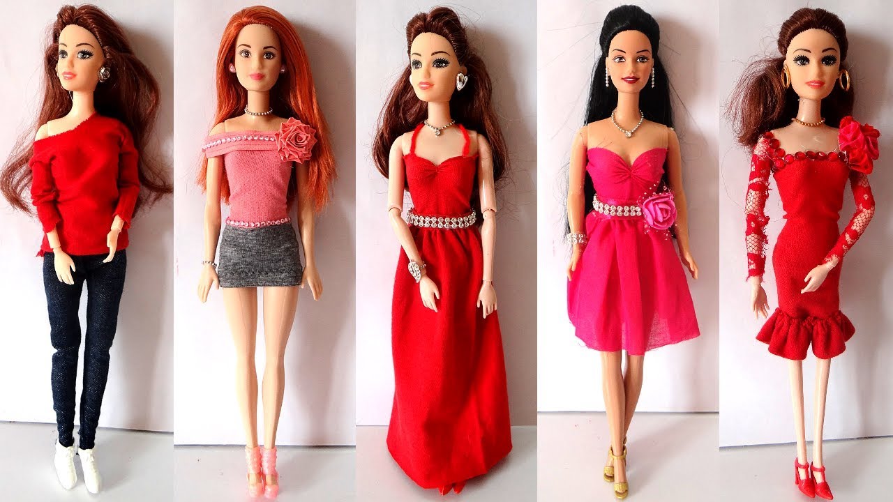 5 Barbie doll Valentine Day dress making ideas | Beautiful Barbie doll red dress Designs 2019!