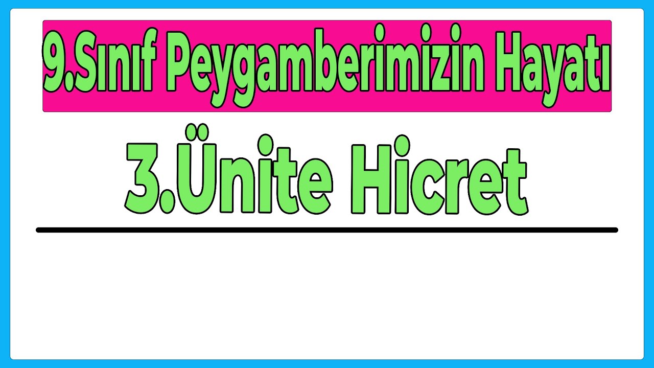 9.Sınıf (Yeni) Peygamberimizin Hayatı 3.Ünite Hicret