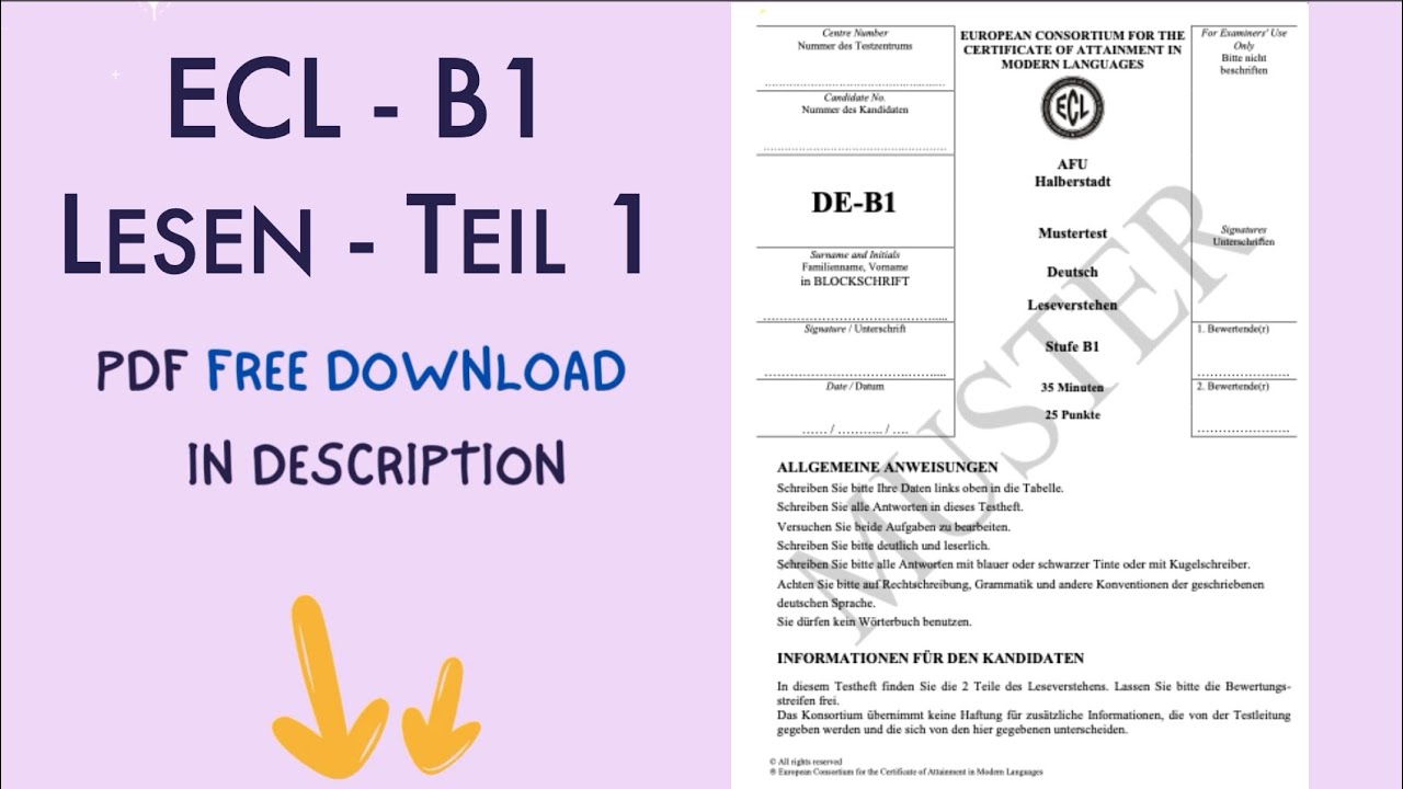 ECL - B1 - LESEN Teil 1 Hướng dẫn làm bài thi - Schritt für Schritt zur Lösung  Prüfungsvorbereitung