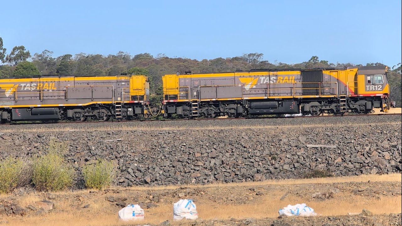 TasRail TR12 TR11 #33 Train Henry Street high embankment