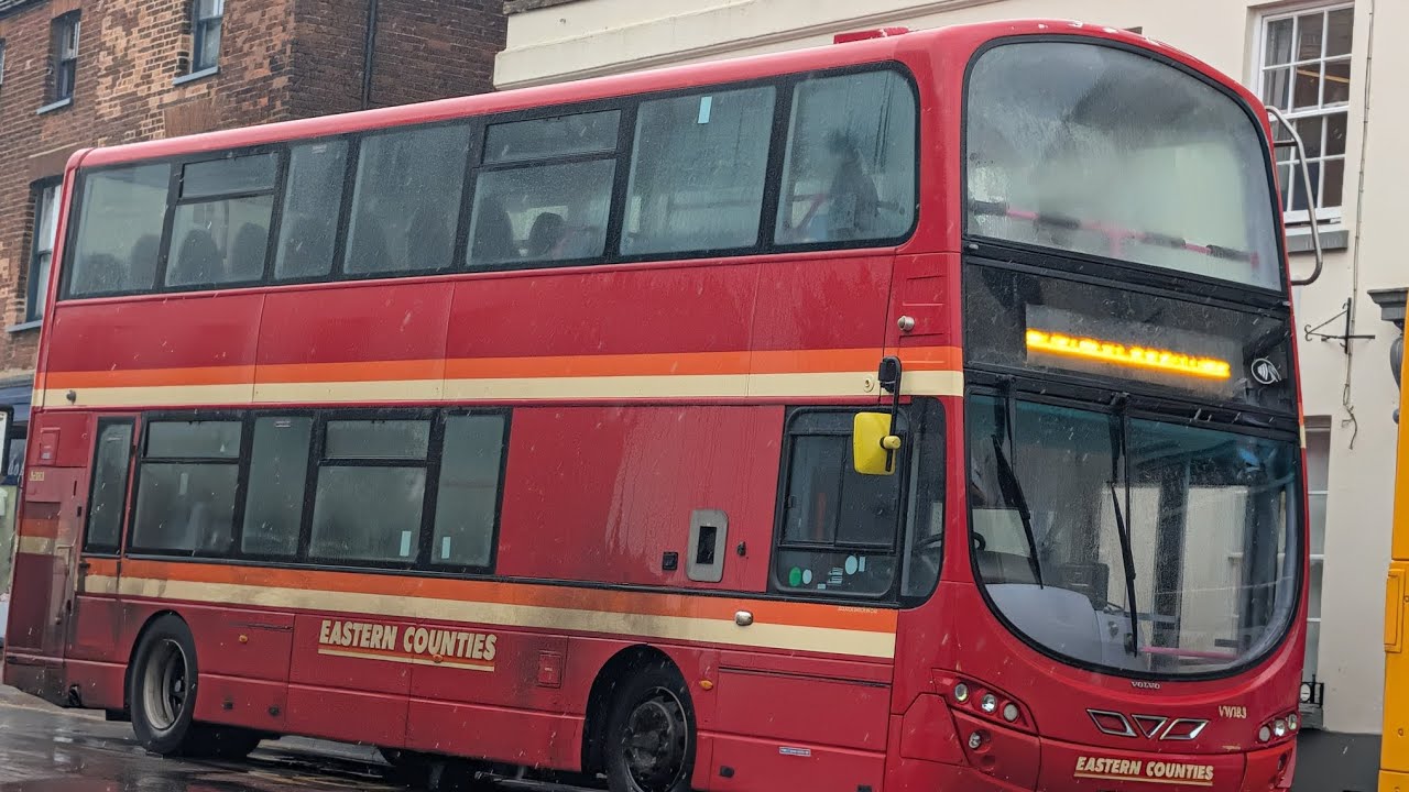 First Norwich Volvo B9TL Wright Eclipse Gemini 2 36183 on the X29 to Fakenham via Bawdeswell.