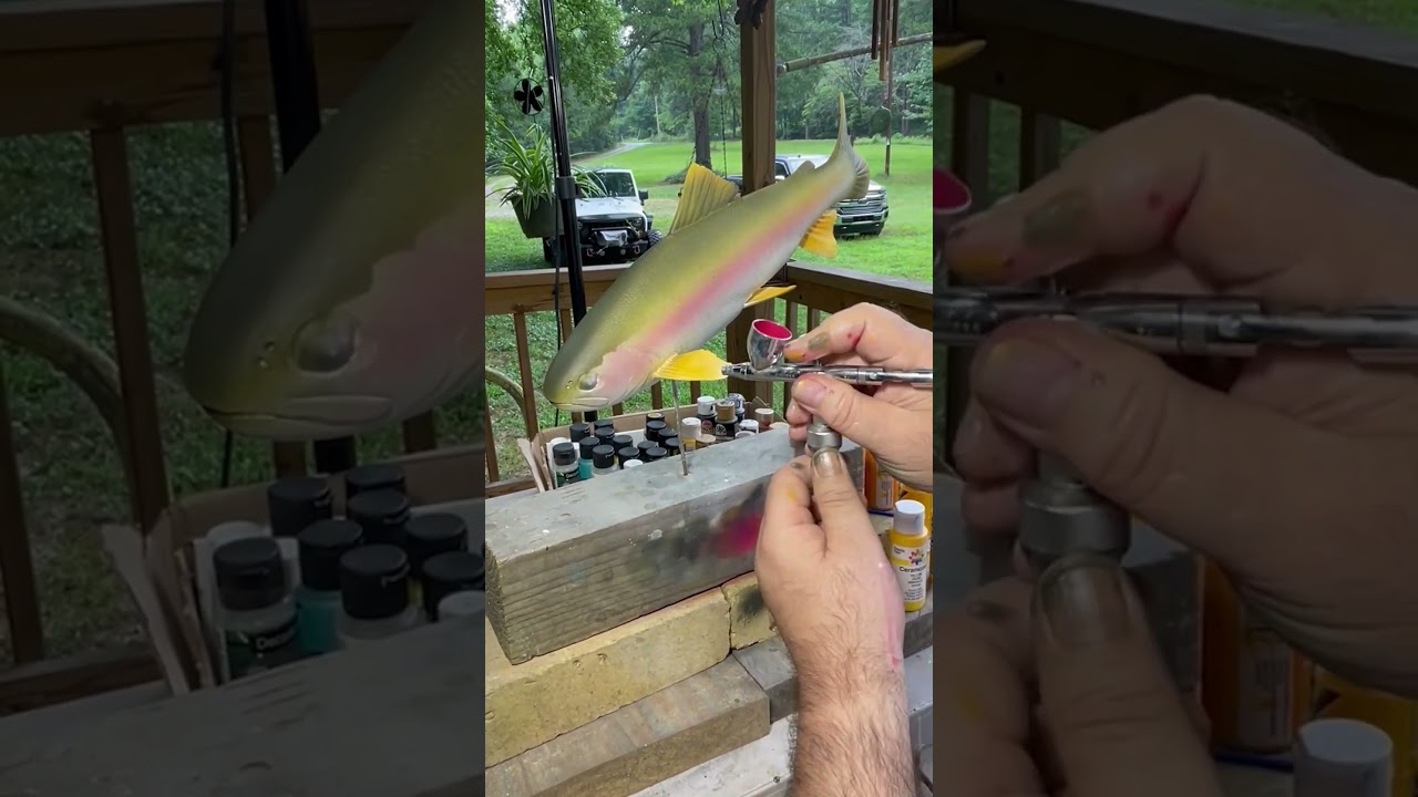 Painting Rainbow Trout #woodcarving #fishing #flyfishing #art #trendingshorts #troutfishing