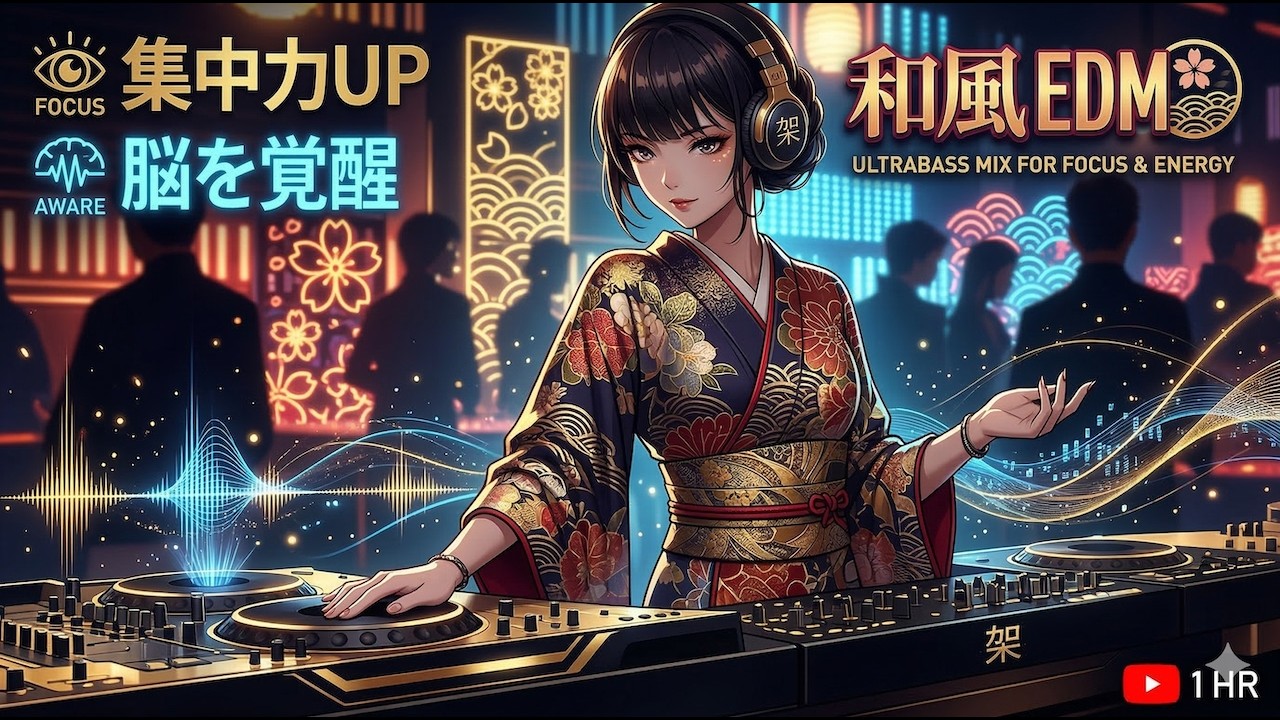 【集中が切れない】和風EDMの重低音で心地よく冴える｜Calm Focus BGM 60分🔥｜作業用・勉強用・ドライブ用BGM