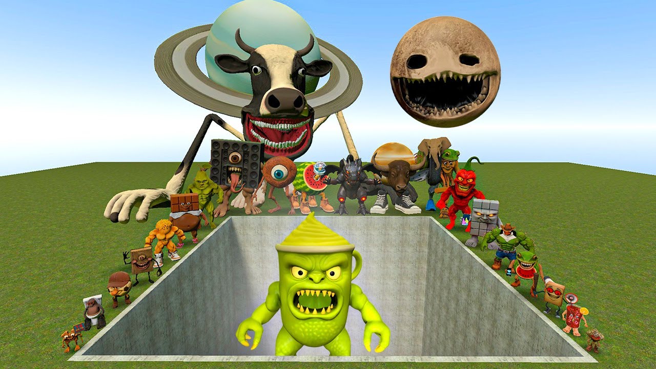 AI Brainrot Memes vs Matcha Latte Bosses in Giant Pit – Gmod Chaos