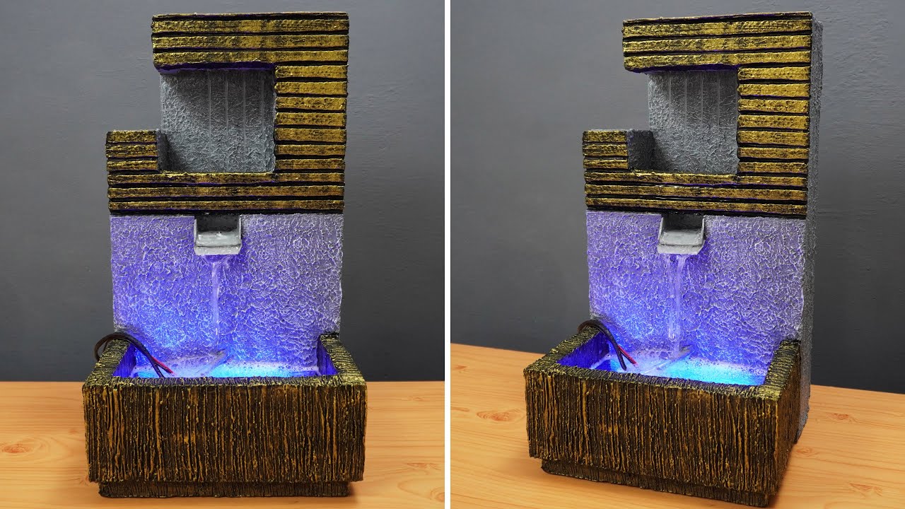 Amazing Home Made Rain Water Fountain Using Styrofoam | DIY Beautiful Modern Tabletop Water Fountain