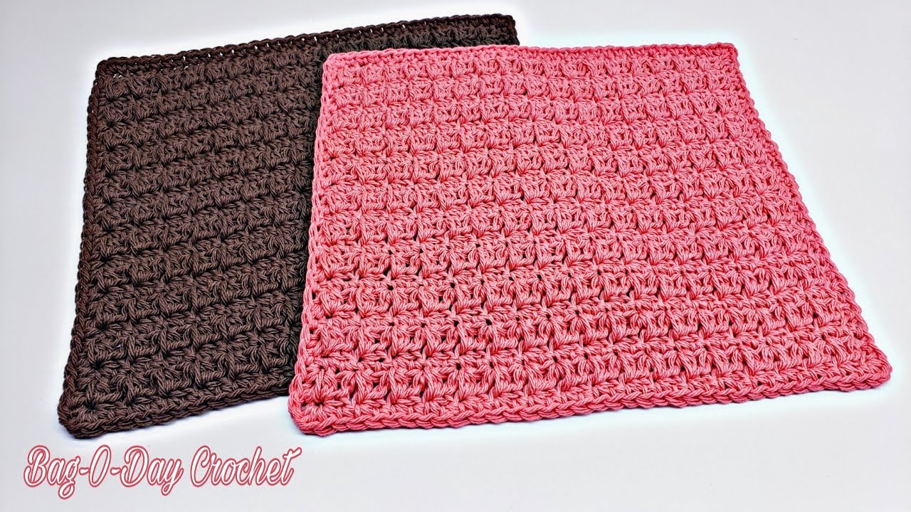 How To Crochet - A Washcloth Set - Easy Crochet Dishrag | Bag-O-Day Crochet Tutorial 