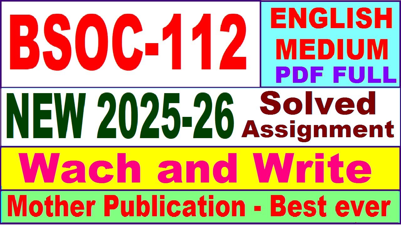 BSOC 112 solved assignment 2025-26 in English || bsoc 112 solved assignment 2026 || ignou bsoc112