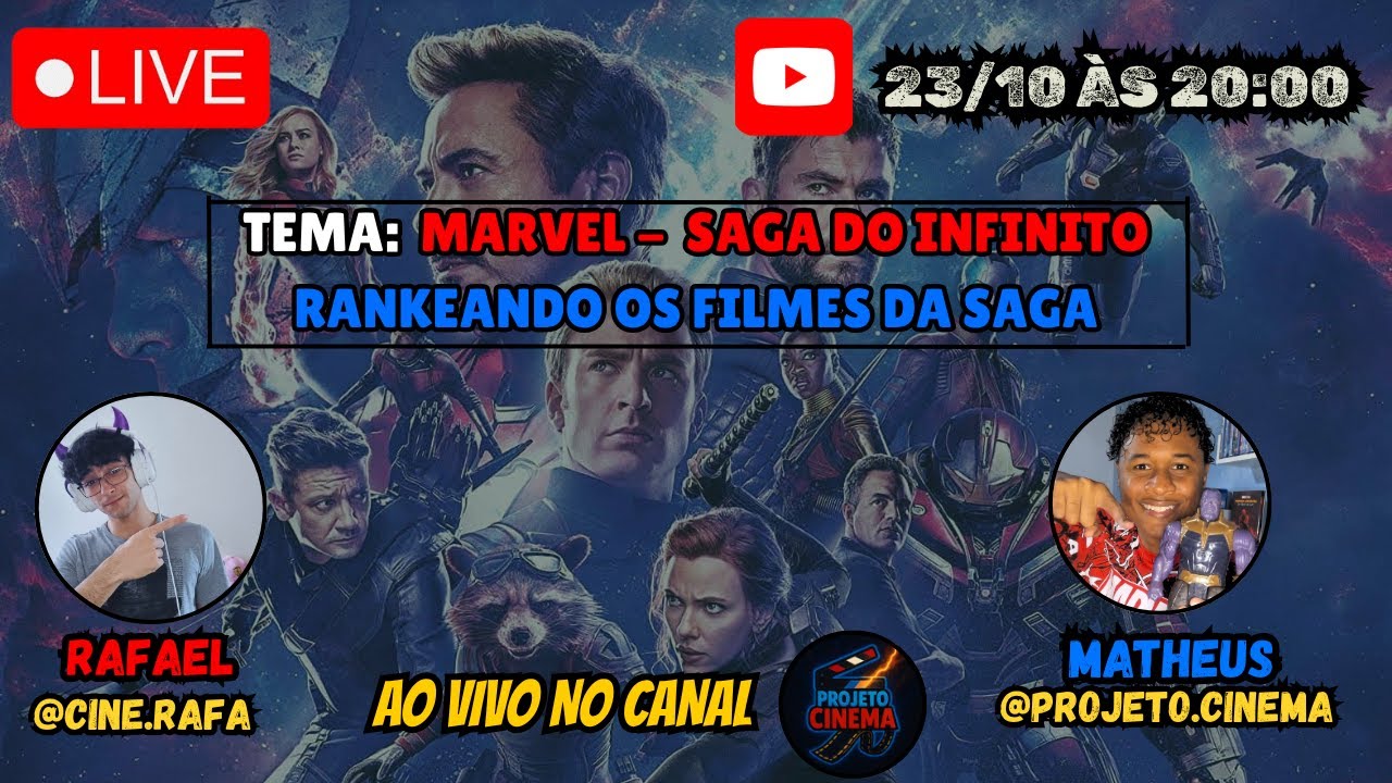 LIVE. Marvel: Saga do Infinito - Ranqueando Filmes da Saga | Projeto Cinema