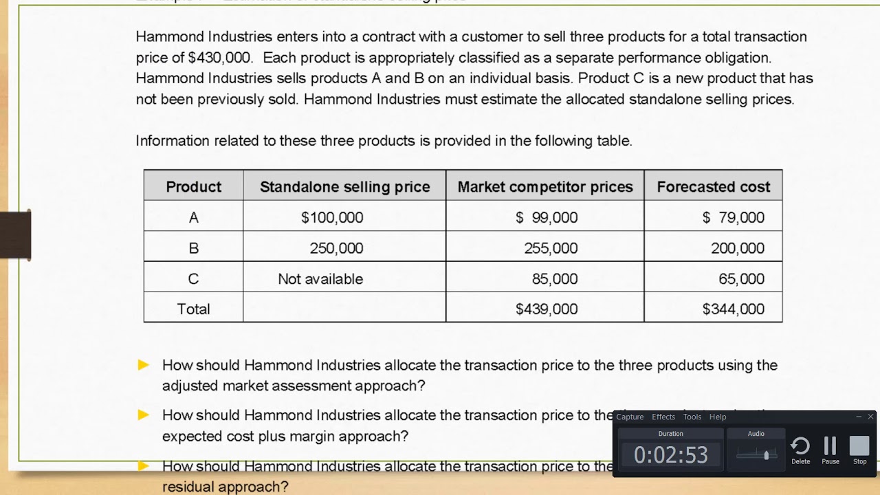RR Allocate price to obligations