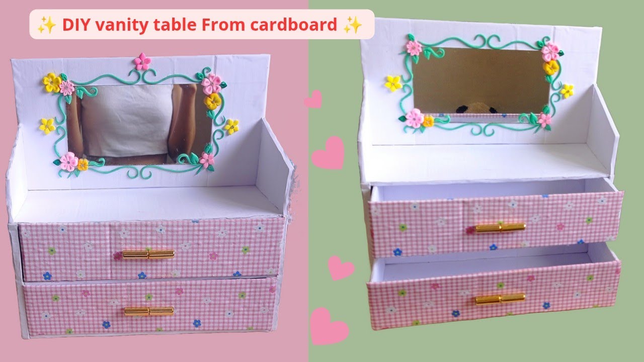 DIY Mini dressing table / Dressing table mede from cardboard/tutorial
