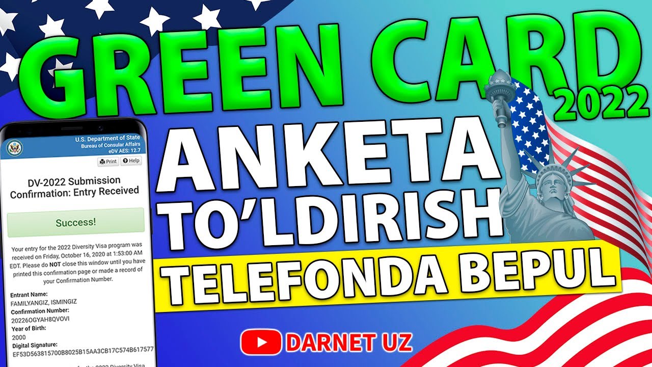 Green Card anketa to'ldirish | Telefonda o'ynash - Green card 2022 | To'liq qo'llanma