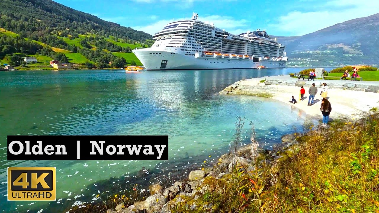 Olden, Norway 4K Walking Tour September 2023 - Cruise Ships 