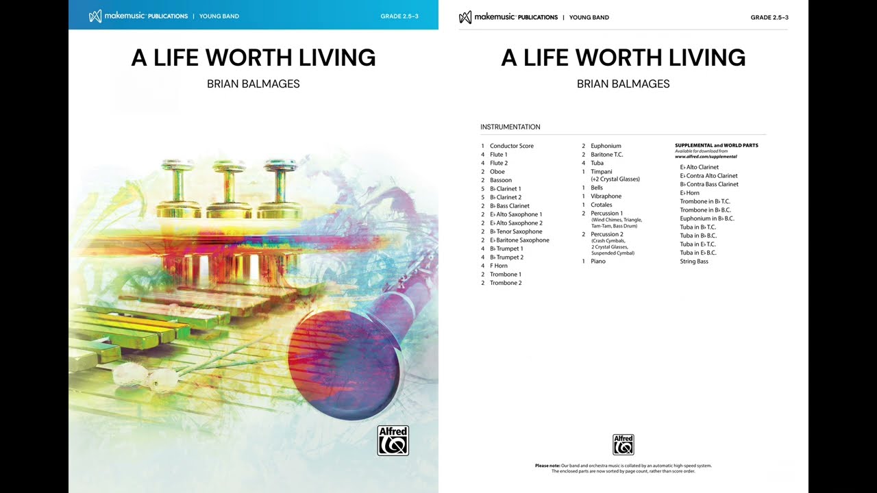 A Life Worth Living, by Brian Balmages – Score & Sound