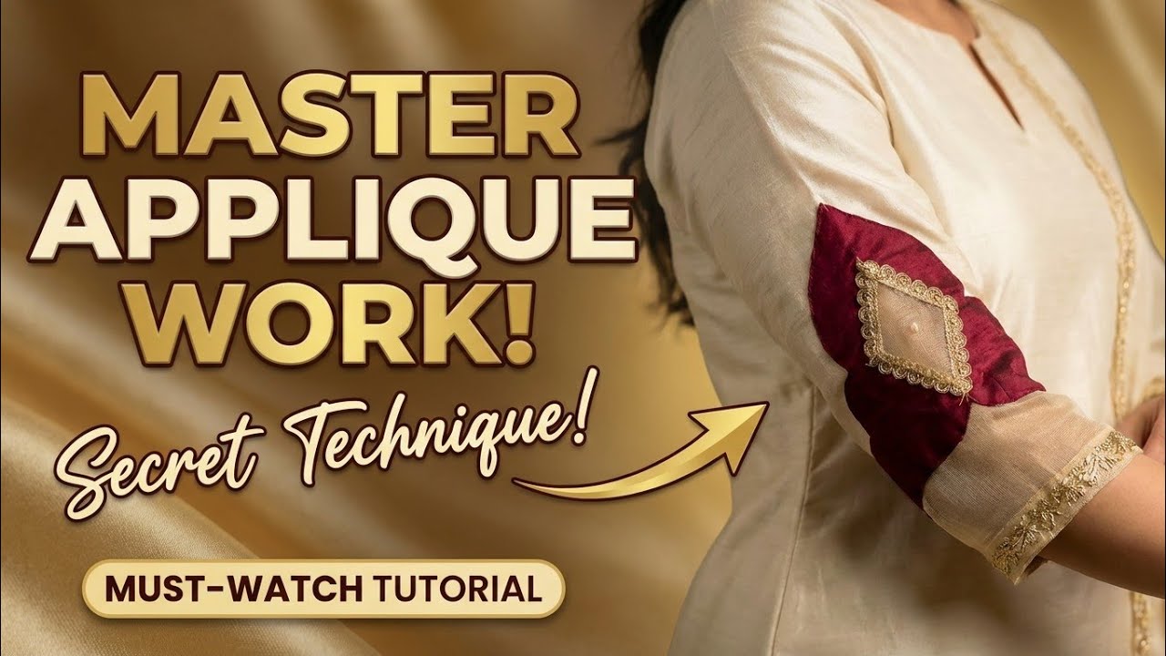 Applique Work Sleeve Design Tutorial ✨ | Easy Kurti DIY for Beginners