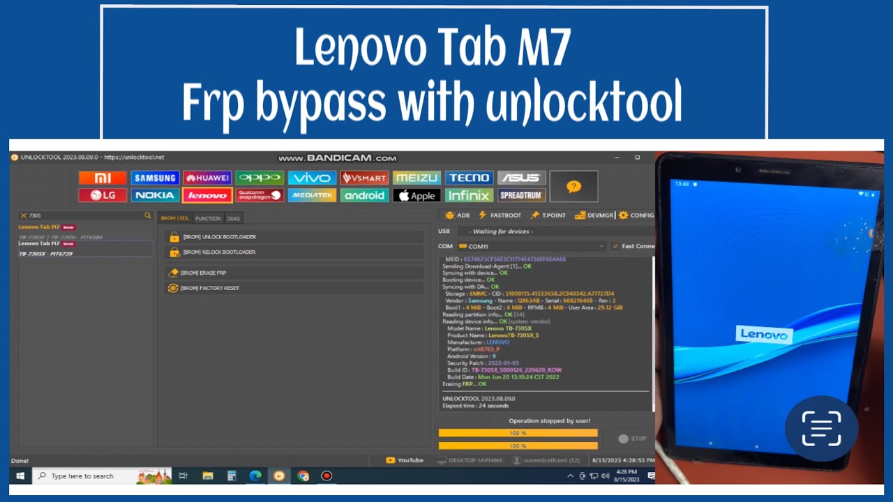 Lenovo Tab M7 frp bypass with unlocktool #ibypassnepal