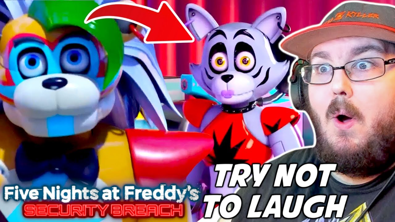HARDEST FNAF SECURITY BREACH TRY NOT TO LAUGH ANIMATIONS (By GZUprise) FNAF REACTION!!!