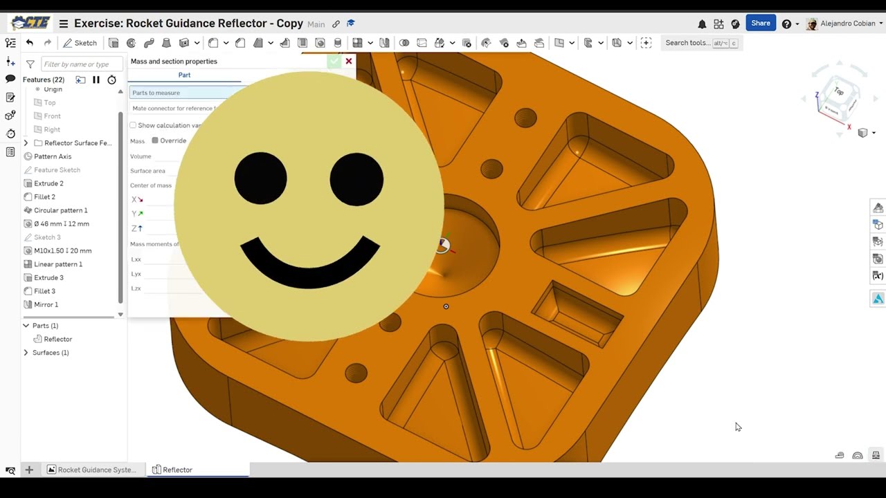 Отражатель системы наведения ракеты Onshape (основы)