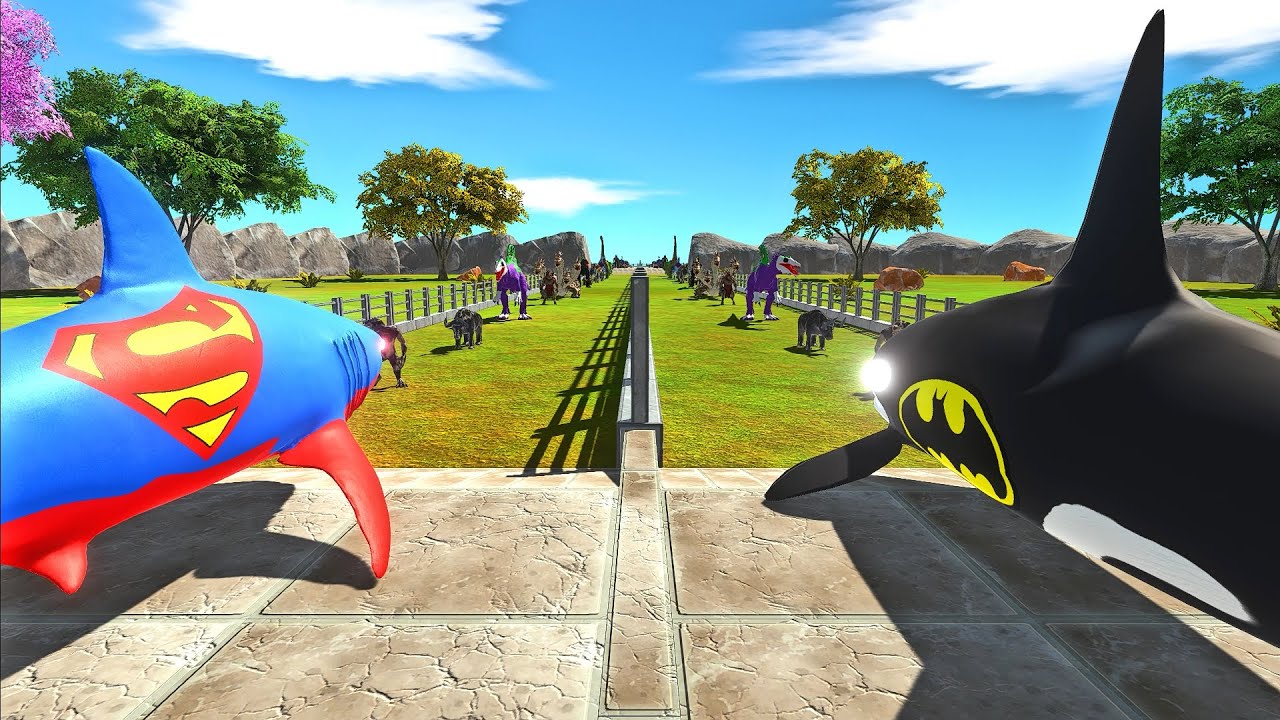 SUPERMAN SHARK vs BATMAN ORCA - Who is faster and stronger? - Animal Revolt Battle Simulator ARBS