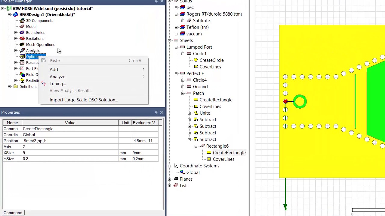 Tutorial : Optimetric Posisi Slot pada HFSS 2015 (Optimetric Slot Position in HFSS 2015)