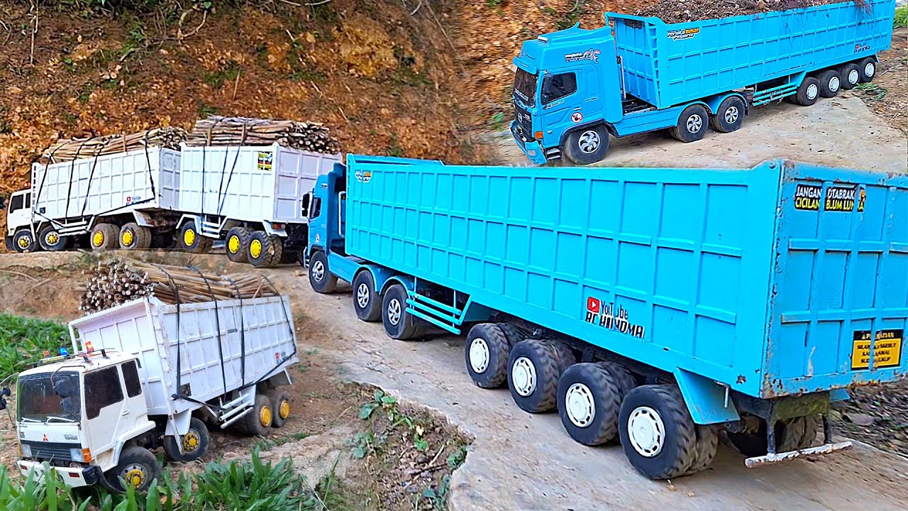 SILUMAN EXTREME Dump Truk Fuso 220Ps SUPER PANJANG Dump Truk Trailer Muatan Tanah Rc Handmade