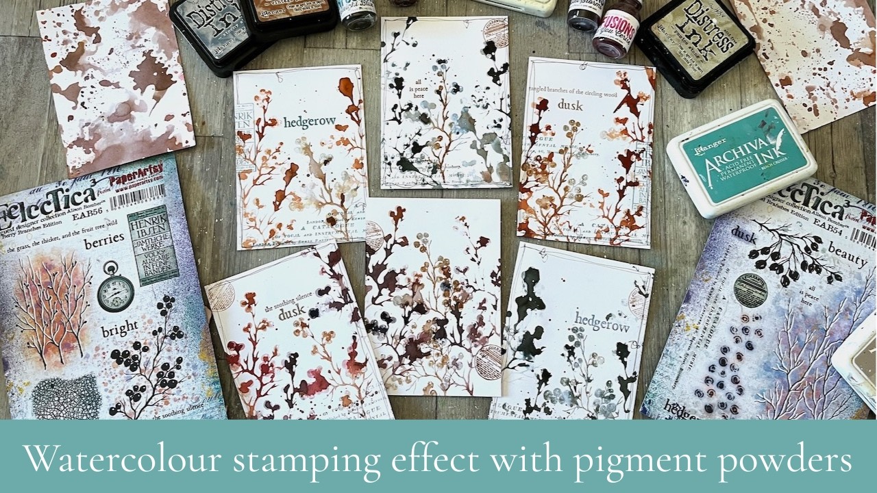 Stamping with pigment powders for a watercolour effect