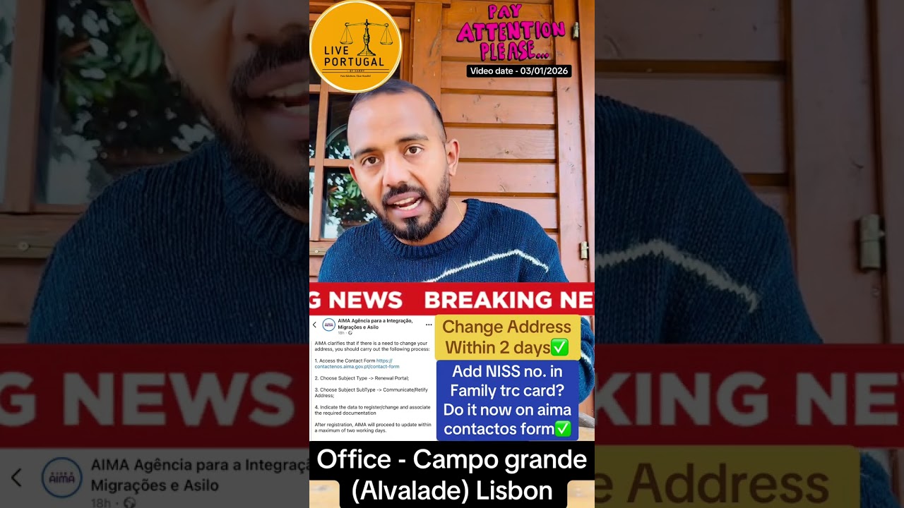 Change Address Within 2 days ? Add NISS Family trc card ? &reg;Live Portugal By Harry | Portugal news