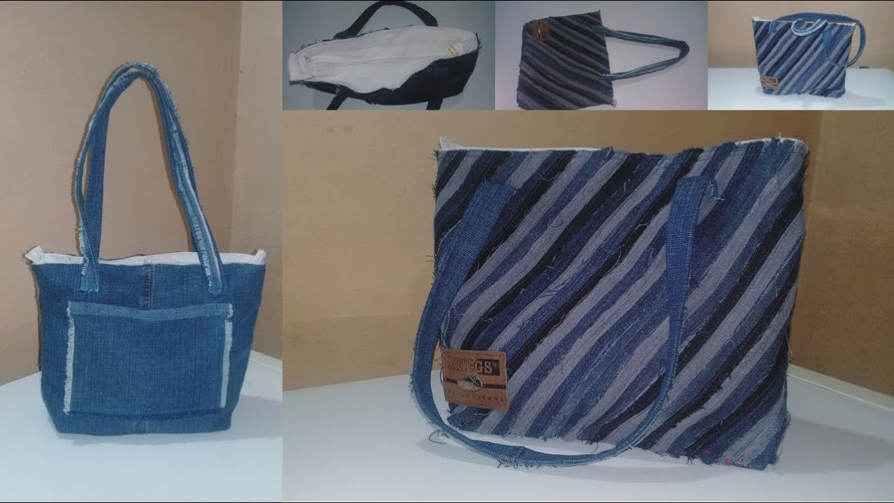 DIY Bolso vaquero con rayas diagonales