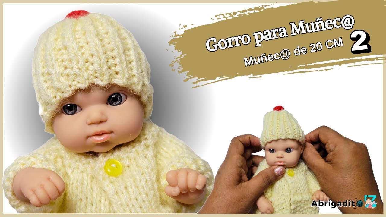 Gorrito a dos agujas para Muñecas - Ropas Fáciles de Tejer para Muñecas a Dos Agujas