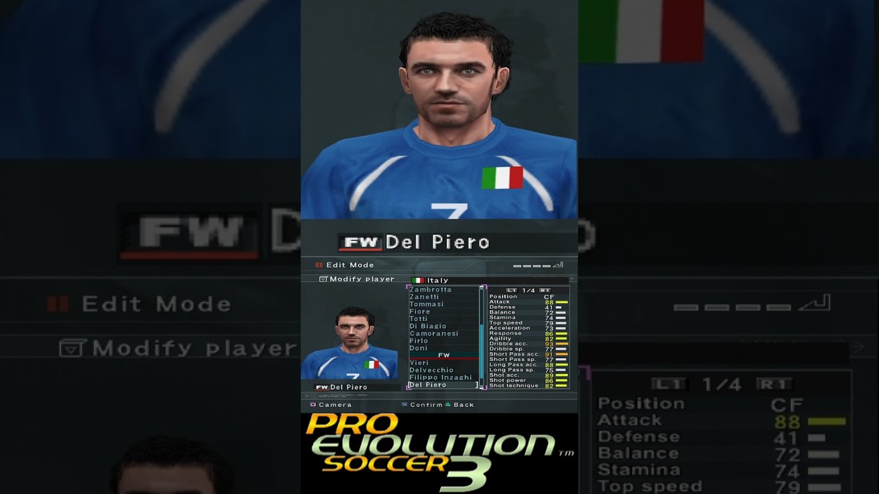 Italy team Full Squad in PES 3 / Winning Eleven 7 &ndash; Full Team Lineup | Pro Evolution Soccer 3 #pes3