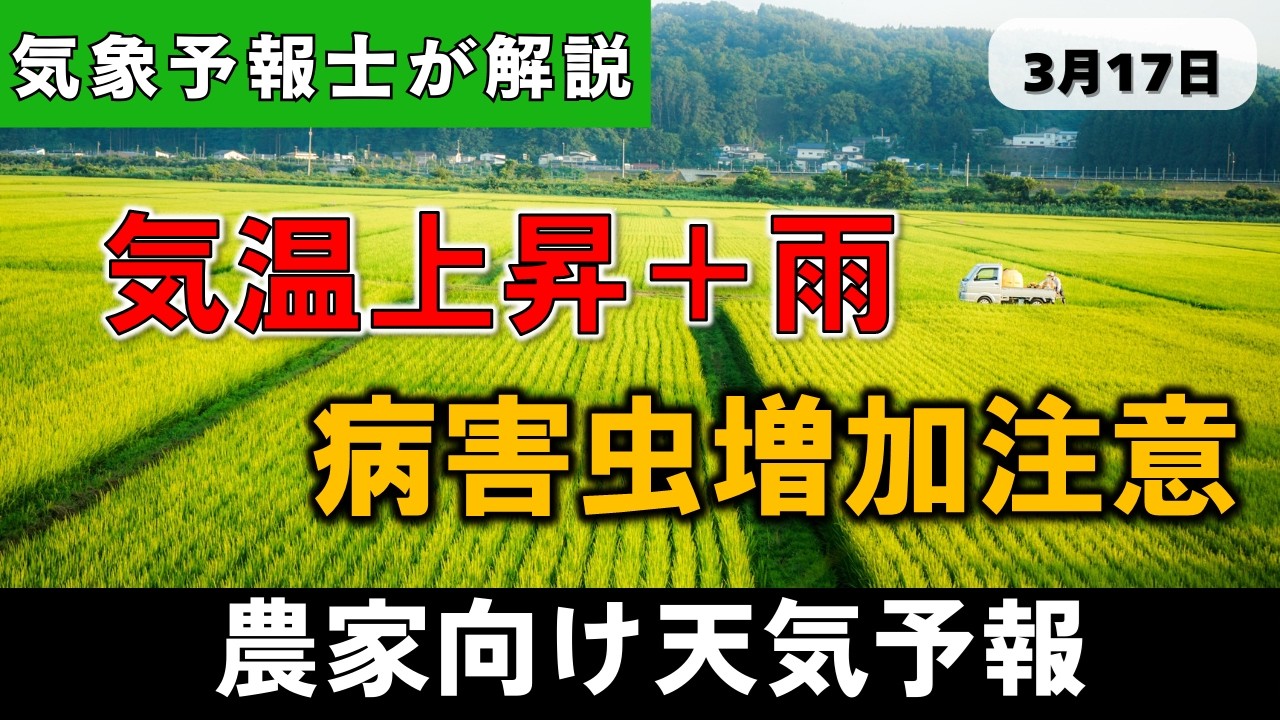 【気温上昇と週半ば雨】病害虫増加注意！今後の気象と農業について解説！