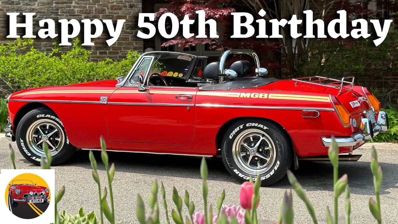 1973 MGB Roadster 50 Year Anniversary - PVD Chrome, TredWear Tire Letters & Custom Car Cover!