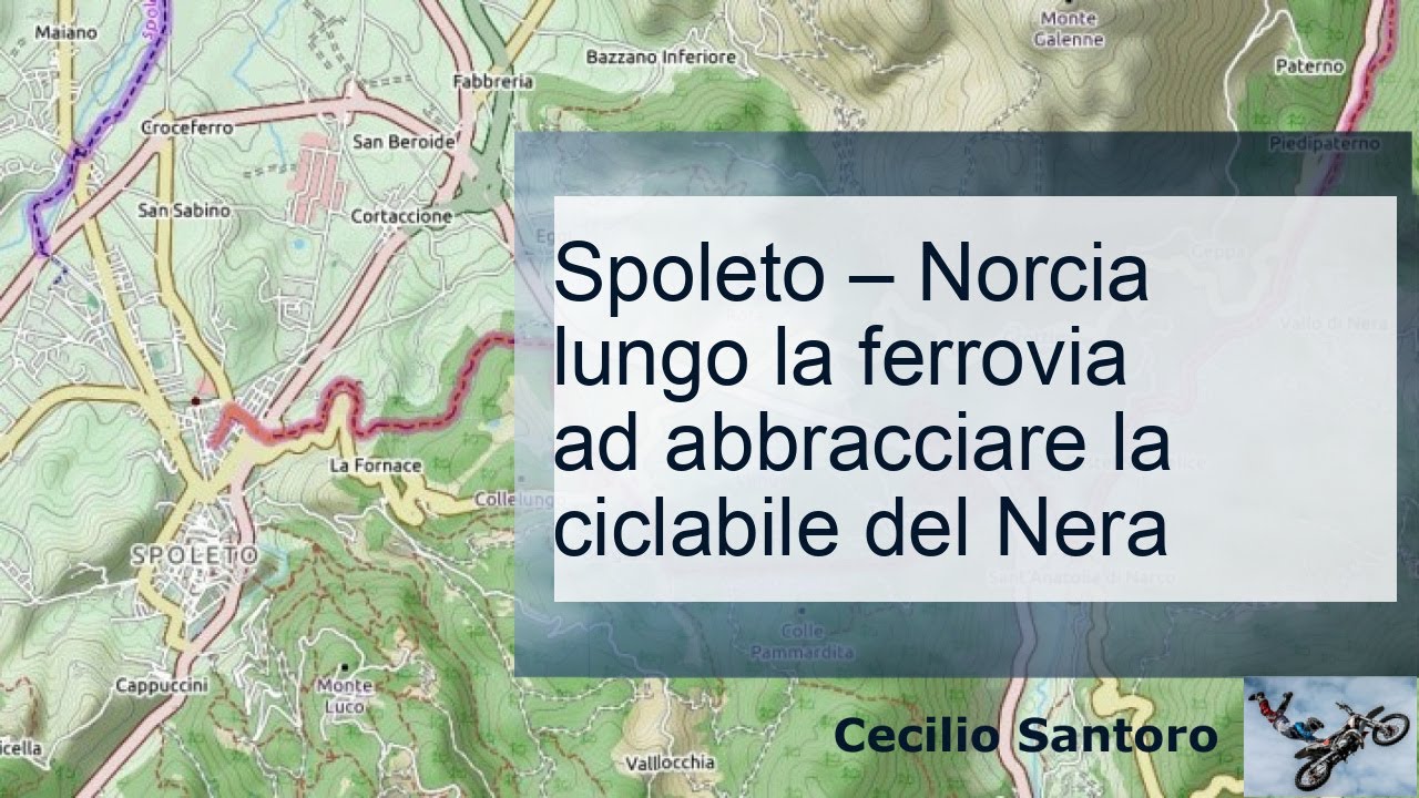Spoleto - Norcia lungo la ferrovia ad abbracciare la ciclabile del Nera.
