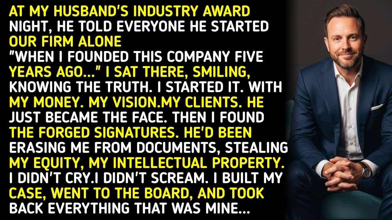 AT MY HUSBAND'S INDUSTRY AWARD NIGHT, HE TOLD EVERYONE HE STARTED OUR FIRM ALONE