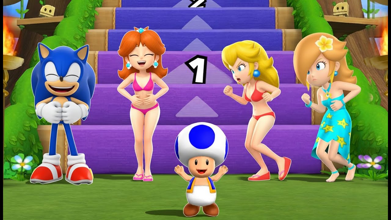 Mario Party 9 Step It Up - Sonic VS Peach VS Daisy VS Rosalina (Master Difficulty)