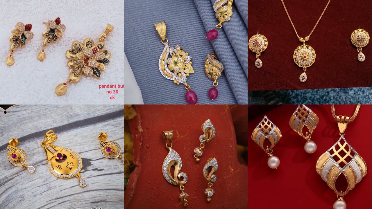 Light weight gold And diamonds pendant set designsI Pendant Set in Gold And Diamond
