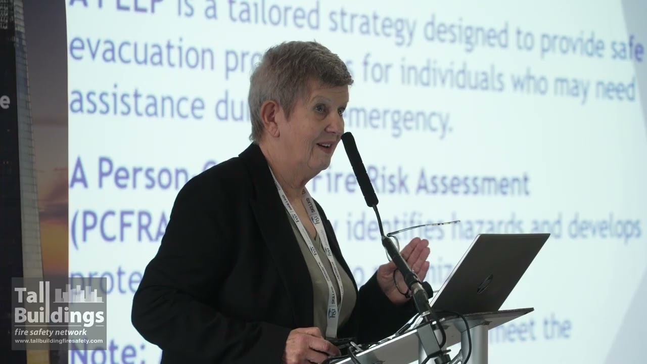 Elspeth Grant: Status Of PEEPS in HRB’s. Presentation at 9th Int Tall Bldg Fire Safety Con 2024.